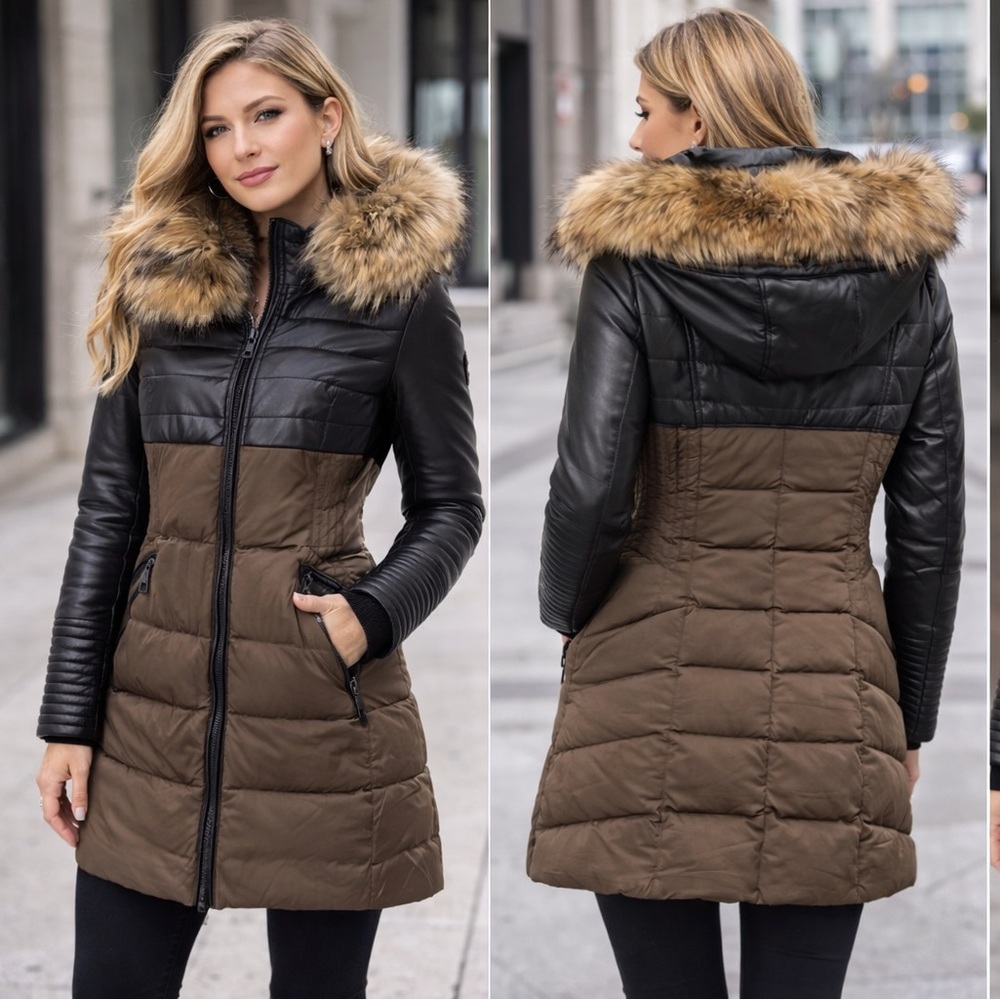RUDSAK Silvia Leather Sleeved Down Parka